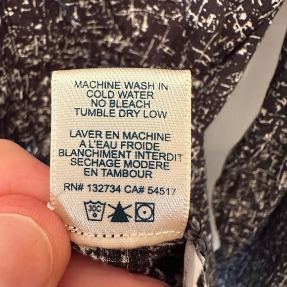 CLOTH & STONE Size M Black White Splatter Crosshatch Print Collared Button Down - Picture 5 of 8